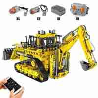 Mould King 17023 Technic Bulldozer Bausatz, 3963 Teile Große Ferngesteuert Technik Bagger Bulldozer 2 in 1 Bauset mit 6 Motor