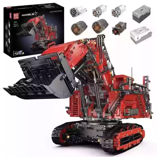 Mould King 17071 MOC Technik Ferngesteuert Bagger Liebherr RH400 Raupenbagger, Technologie Control+Excavator LKW-Modell Klemmbausteine BAUS RC Fahrzeug Klemmbausteine Bausatz （4767 Teile）