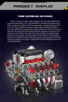 Mould King 10130 F488 supercar V8 engine
