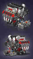 Mould King 10130 F488 supercar V8 engine